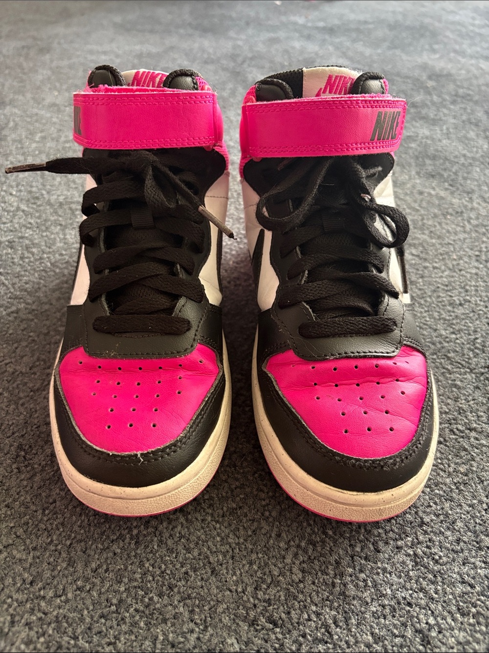 Nike Court Borough Mid 2 GS White Fierce Pink Black Sneakers Size 4Y